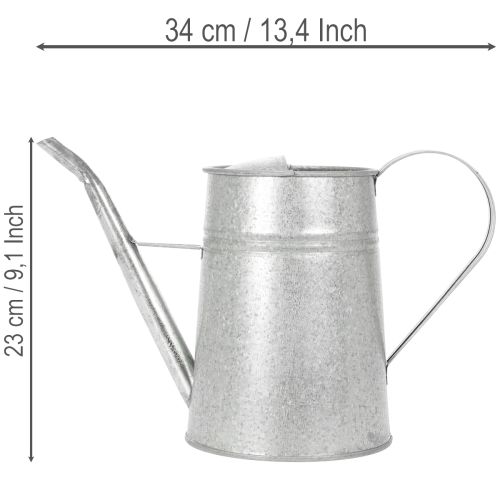 Pozinkovaná dekorativní konev na zalévání, kovová, šedá, vintage vzhled, 1,7 l, výška 23 cm, pro stylové květinové dekorace a květináče | Floristik24.cz