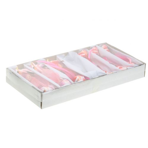 Floristik24 Ptáček na klipu růžový, růžový 15cm 12ks