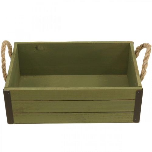 položky Vintage dřevěný truhlík na květiny zelený L24/30cm sada 2 ks