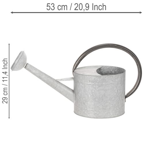 Vintage kovová konev na zalévání, stříbrnošedá, stylová zahradní dekorace, váza na květiny, D53 cm V29 cm | Floristik24.cz