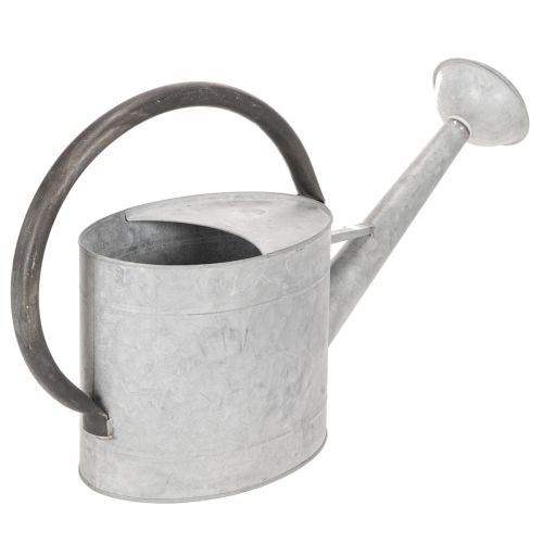 Vintage kovová konev na zalévání, stříbrnošedá, stylová zahradní dekorace, váza na květiny, D53 cm V29 cm | Floristik24.cz