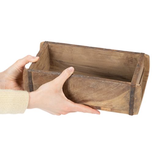 Vintage dřevěný květináč ve tvaru cihly, dřevo 30 cm | Floristik24.cz