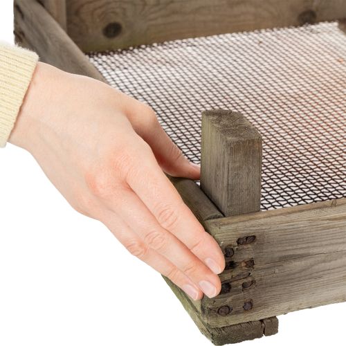 položky Vintage dřevěná krabička s drátěným pletivem, venkovský styl, sítko na cibuli, dekorativní, 75×50×14cm