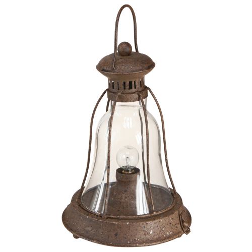 Vintage LED lampa kovová dekorativní rezavá lucerna s časovačem H30cm