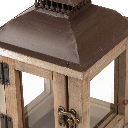 položky Vintage lucerna tmavě hnědá dřevěná lucerna 15×15cm V26cm