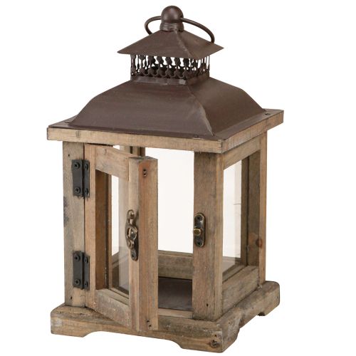 položky Vintage lucerna tmavě hnědá dřevěná lucerna 15×15cm V26cm