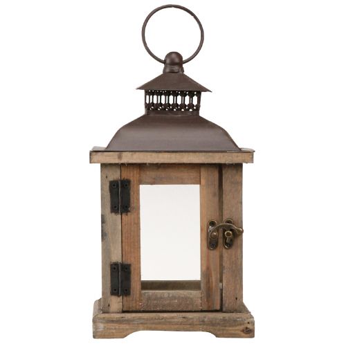 položky Vintage lucerna tmavě hnědá dřevěná lucerna 15×15cm V26cm