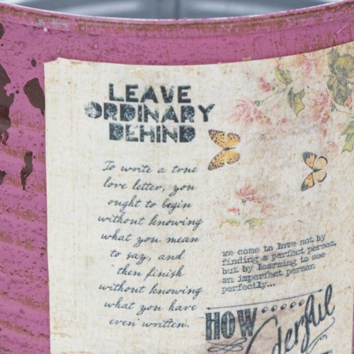 položky Dekorativní vintage květináč fialový kovový letní dekorace Ø11cm V10,5cm