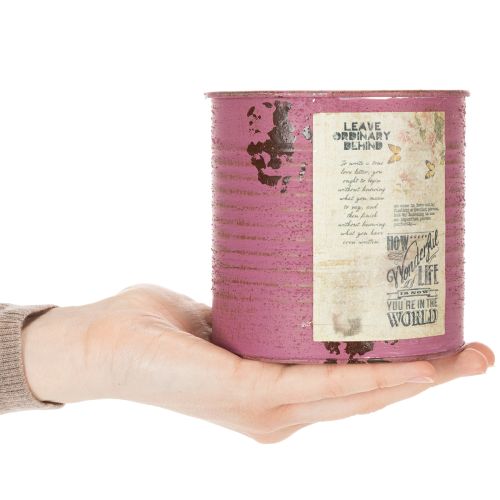 položky Dekorativní vintage květináč fialový kovový letní dekorace Ø11cm V10,5cm