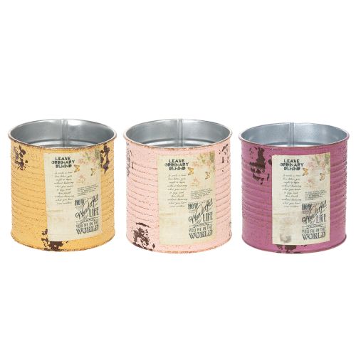 položky Květináč/plechovák ve vintage vzhledu s nápisem pro interiérovou dekoraci, 11 cm, 3 kusy