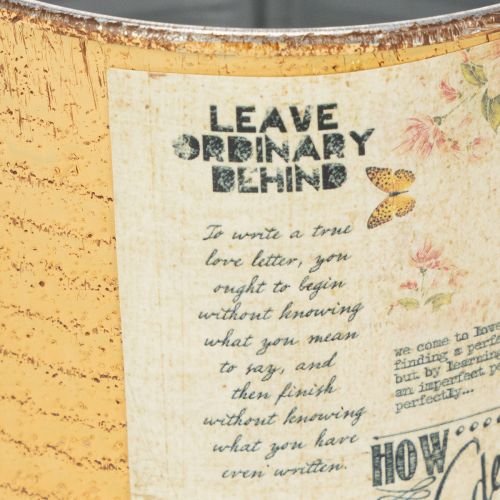 položky Květináč/plechovák ve vintage vzhledu s nápisem pro interiérovou dekoraci, 11 cm, 3 kusy