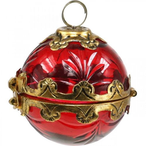položky Vintage vánoční koule na otevírání sklenice červená zlatá Ø8cm sada 2 ks