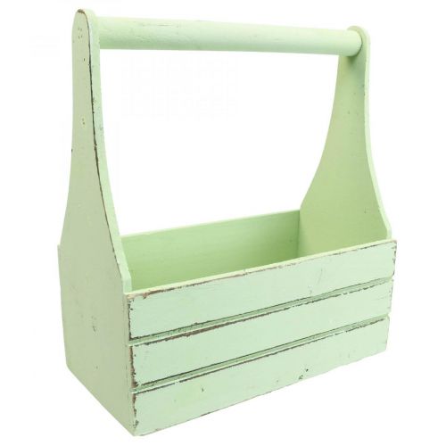 Vintage květináč dřevěný květináč zelený 28×14×31cm