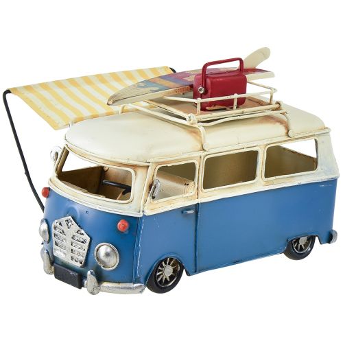 Vintage stolní dekorace deco bus kovový s rámem na obraz 20×15×13,5cm