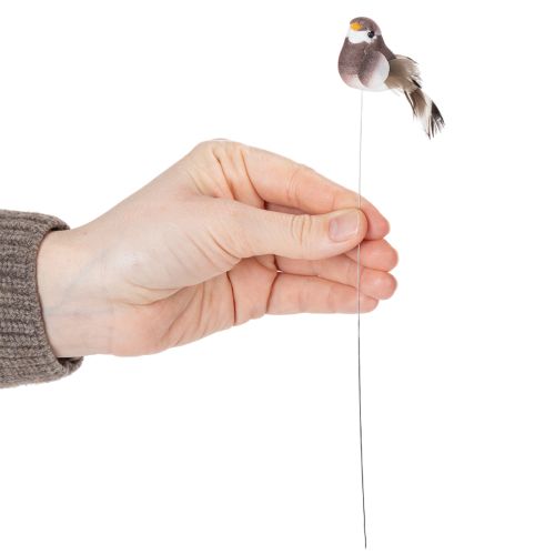 položky Dekorativní ptáci, umělá bytová dekorace, jarní příležitost, s barevným peřím z pravého peří, 5 cm, 18 kusů