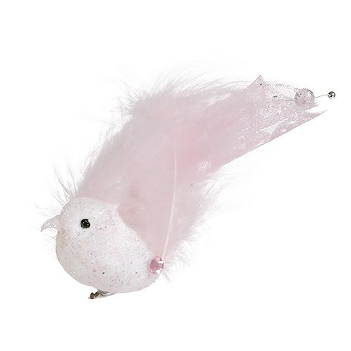 Ptáček na klipu 14cm růžový, slída 2ks