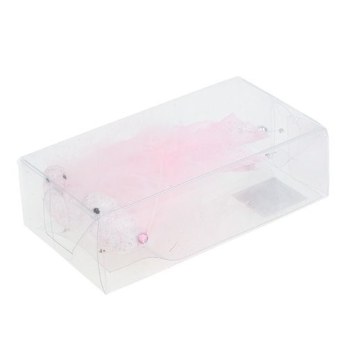 Floristik24 Ptáček na klipu 14cm růžový, slída 2ks