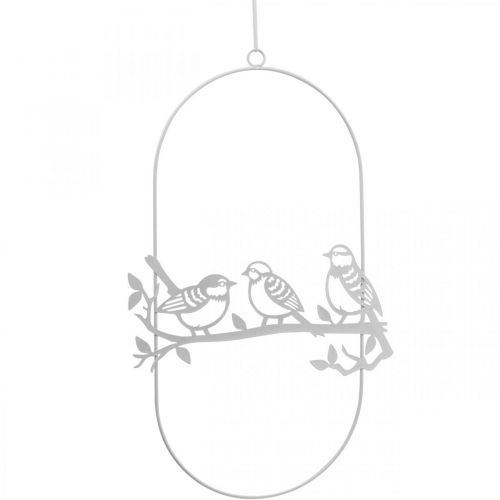 Ptáček dekorační okenní dekorace pružina, kov bílý H37,5cm 2ks