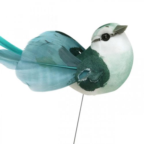 Floristik24 Deco ptáčci, jarní dekorace, ptáčci s peřím, léto, ptáčci na drátě, barevní V3,5cm 12 kusů