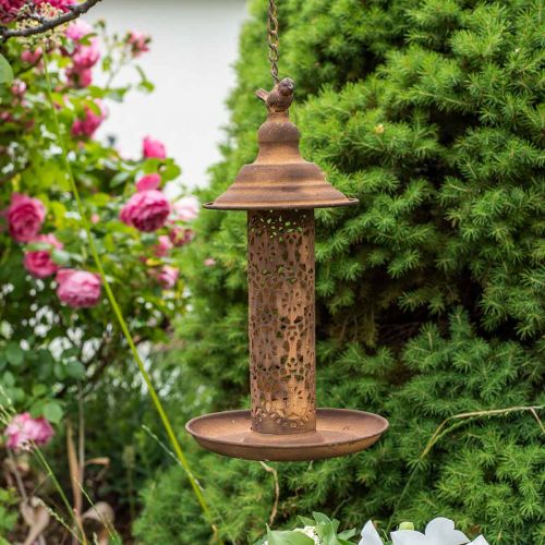 Floristik24 Krmná stanice pro ptáky k zavěšení v rezavém vzhledu Ø20cm H36cm