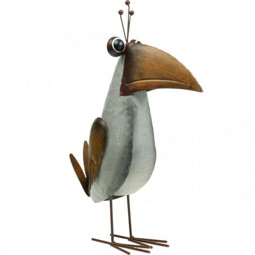 Dekorace figurka, kovový ptáček, havran, kovová dekorace 43cm