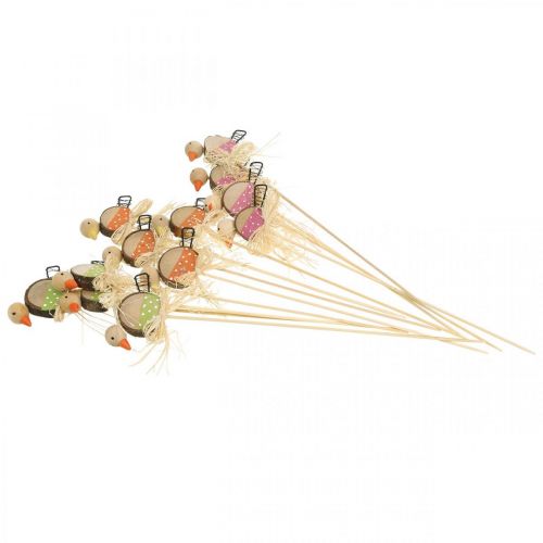 položky Bird Flower Plug Dřevěná jarní dekorace Dekorativní Ptáček na tyči 8cm 12 ks