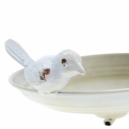 Floristik24 Krmítko pro ptáčky k zavěšení kovové krémové, rošt Ø21cm V27cm