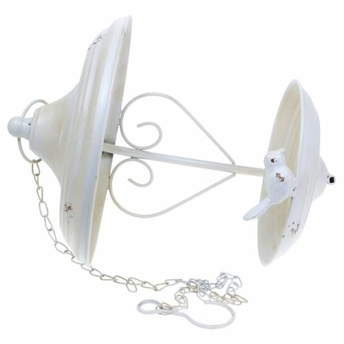 Floristik24 Krmítko pro ptáčky k zavěšení kovové krémové, rošt Ø21cm V27cm