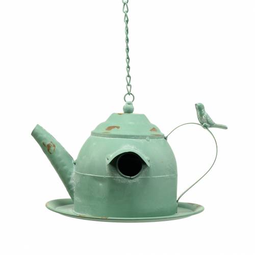 Konvička Birdhouse na zavěšení mátově zelená H15cm