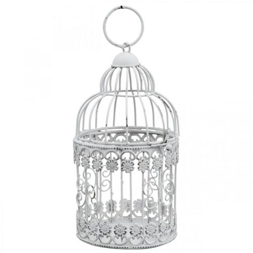 Floristik24 Deco Aviary Shabby White Bird Cage Kovová dekorace Ø10cm H17cm