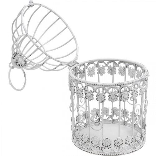 Floristik24 Deco Aviary Shabby White Bird Cage Kovová dekorace Ø10cm H17cm