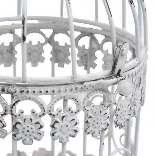 Floristik24 Deco Aviary Shabby White Bird Cage Kovová dekorace Ø10cm H17cm