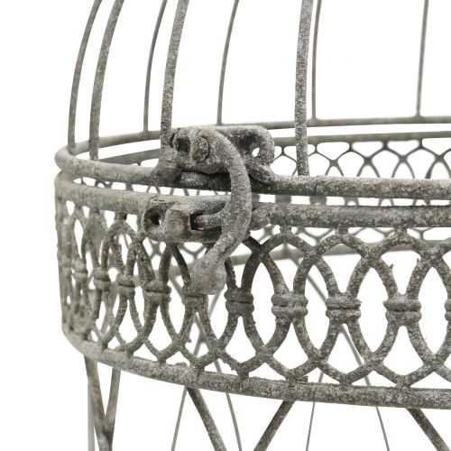 Floristik24 Ptačí voliéra vintage kulatá šedá Ø22 / 18cm 2ks