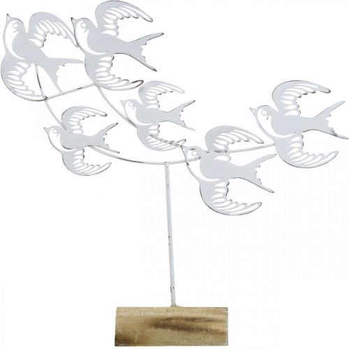 Floristik24 Vlaštovky, dekorace na stůl, dekorace na ptáčky na umístění Bílá, přírodní barvy Shabby Chic V33,5cm Š32,5cm