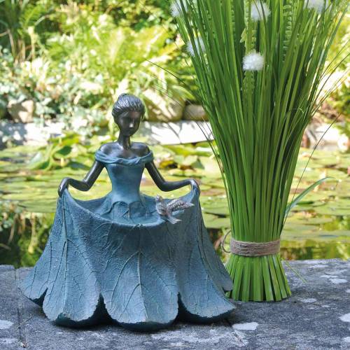 položky Ptačí koupel zahradní figurka dívky v květinových šatech V33,5cm