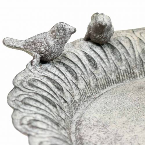 Floristik24 Ptačí koupel na základním kovu šedá, bílá praná Ø28,3cm V26,5cm