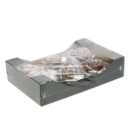 Floristik24 Vosková růže šampaňské mix Ø10cm 6 ks