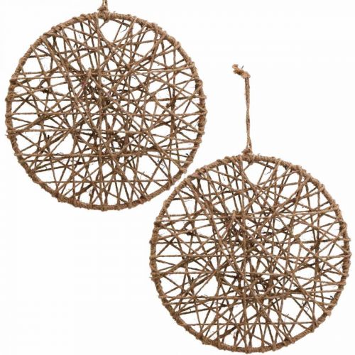 Floristik24 Nástěnná dekorace boho styl, ozdobný prsten jutová stuha Ø28,5cm 4ks