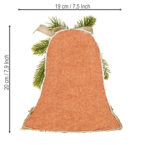 položky Nástěnná dekorace vánoční zvonek z juty různé barvy V20cm 2ks