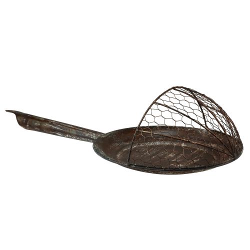 položky Nástěnná dekorace kovový dekorační koš rez dekorační pánev hnědá V58cm