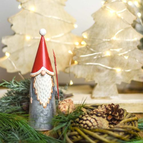 Floristik24 Vánoční skřítek s hvězdou 18cm červený, šedý kov 2ks