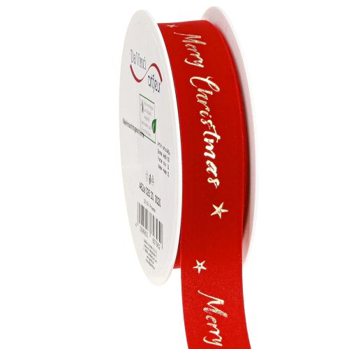 Vánoční stuha červená zlatá &quot;Merry Christmas&quot; stuha 25mm 20m