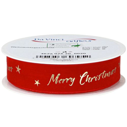položky Vánoční stuha červená zlatá "Merry Christmas" stuha 25mm 20m