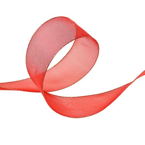 Floristik24 Vánoční stuha červená se zlatým okrajem, tvárná 40mm 20m