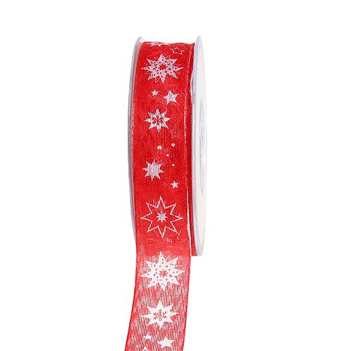 Floristik24 Vánoční stuha červená se vzorem hvězd 25mm 20m