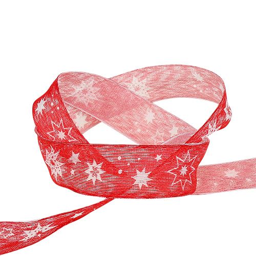 položky Vánoční stuha červená se vzorem hvězd 25mm 20m