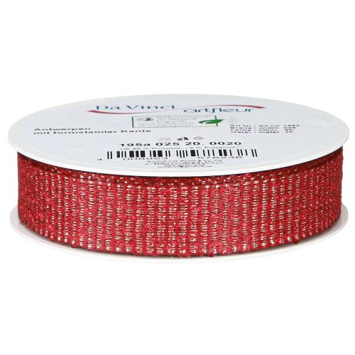 položky Vánoční stuha se zlatými nitěmi dárková stuha červená 25mm 20m