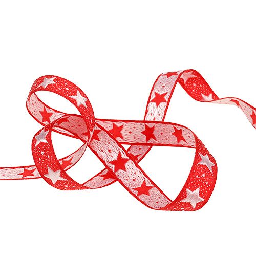 Floristik24 Vánoční stuha s hvězdami červená 15mm 20m