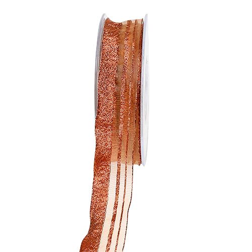 Floristik24 Vánoční stuha s proužky mědi 25mm 20m