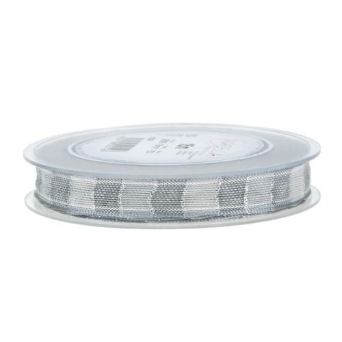 Floristik24 Vánoční stuha šedá 15mm 15m